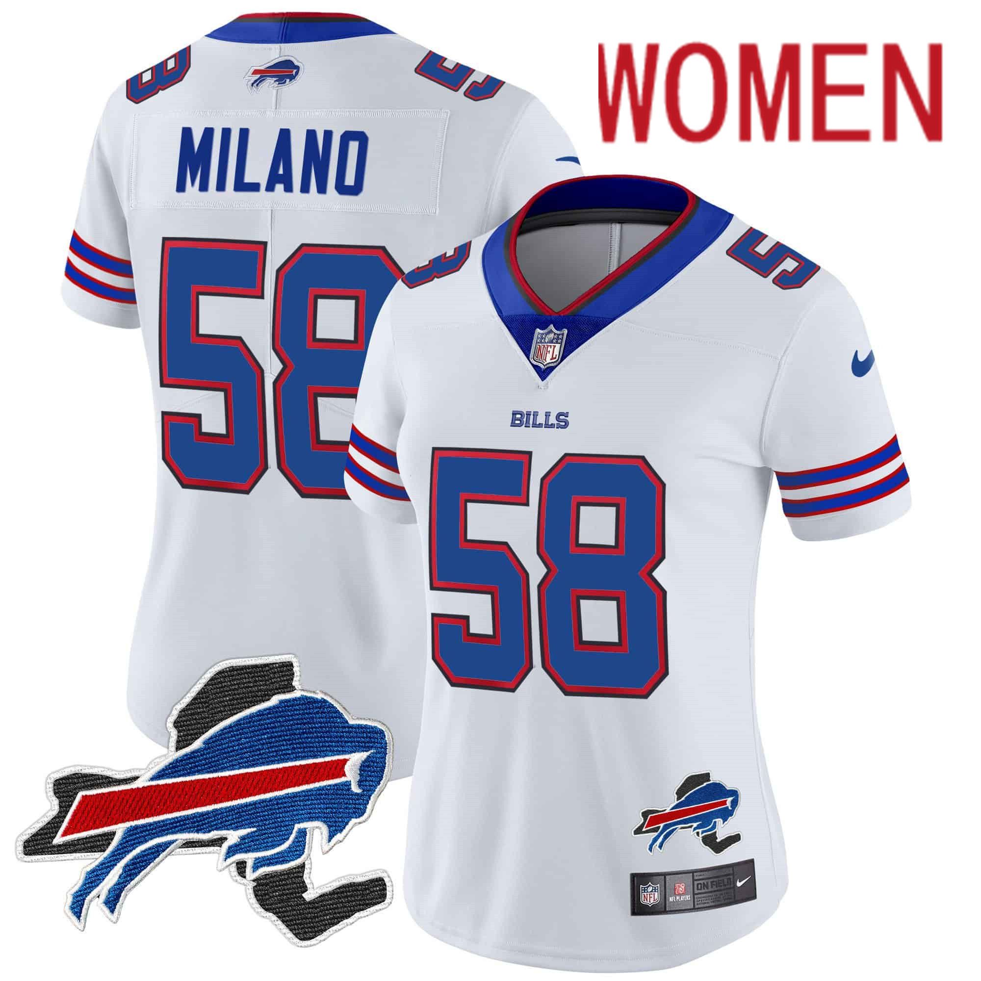 Women Buffalo Bills #58 Milano White 2024 Nike Patch Vapor Limited NFL Jersey